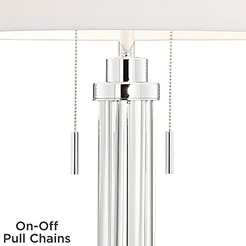 30" Tall Glass Column End Table Lamps Set of 2 J5997