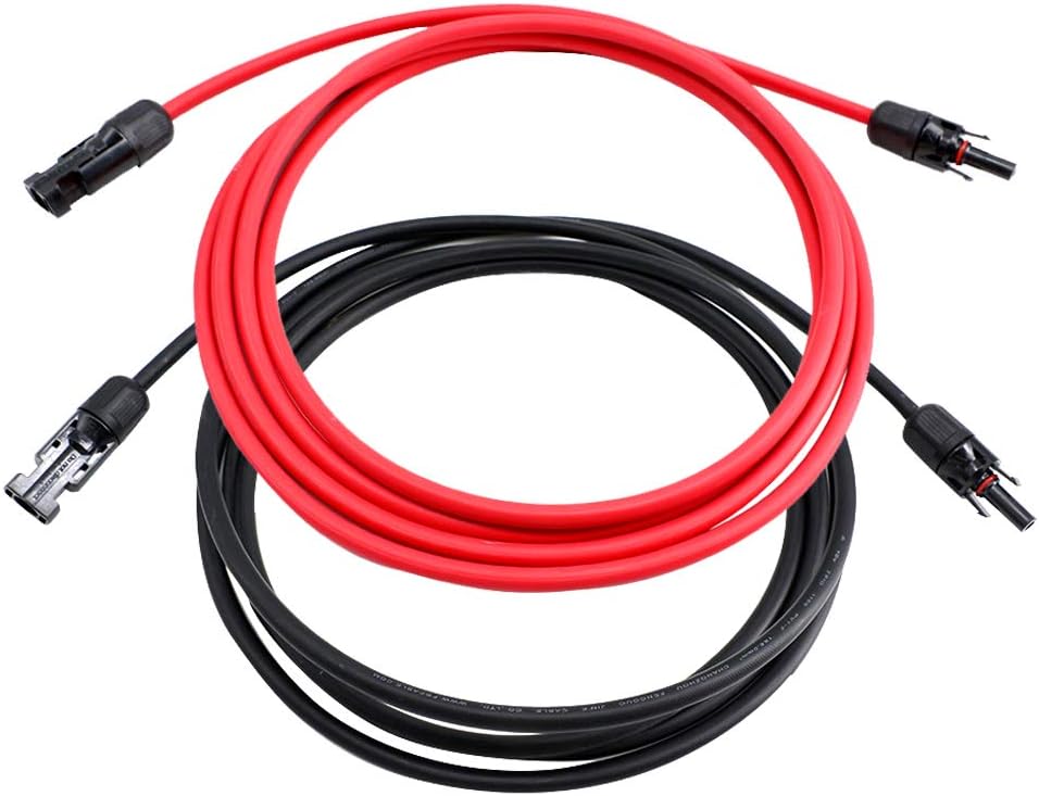 20 Feet 10AWG Solar Extension Cable Wire with Female and Male Connector, 10 Gauge (6mm²) Adaptor Kit Tool (20FT Red + 20FT Black) P34616