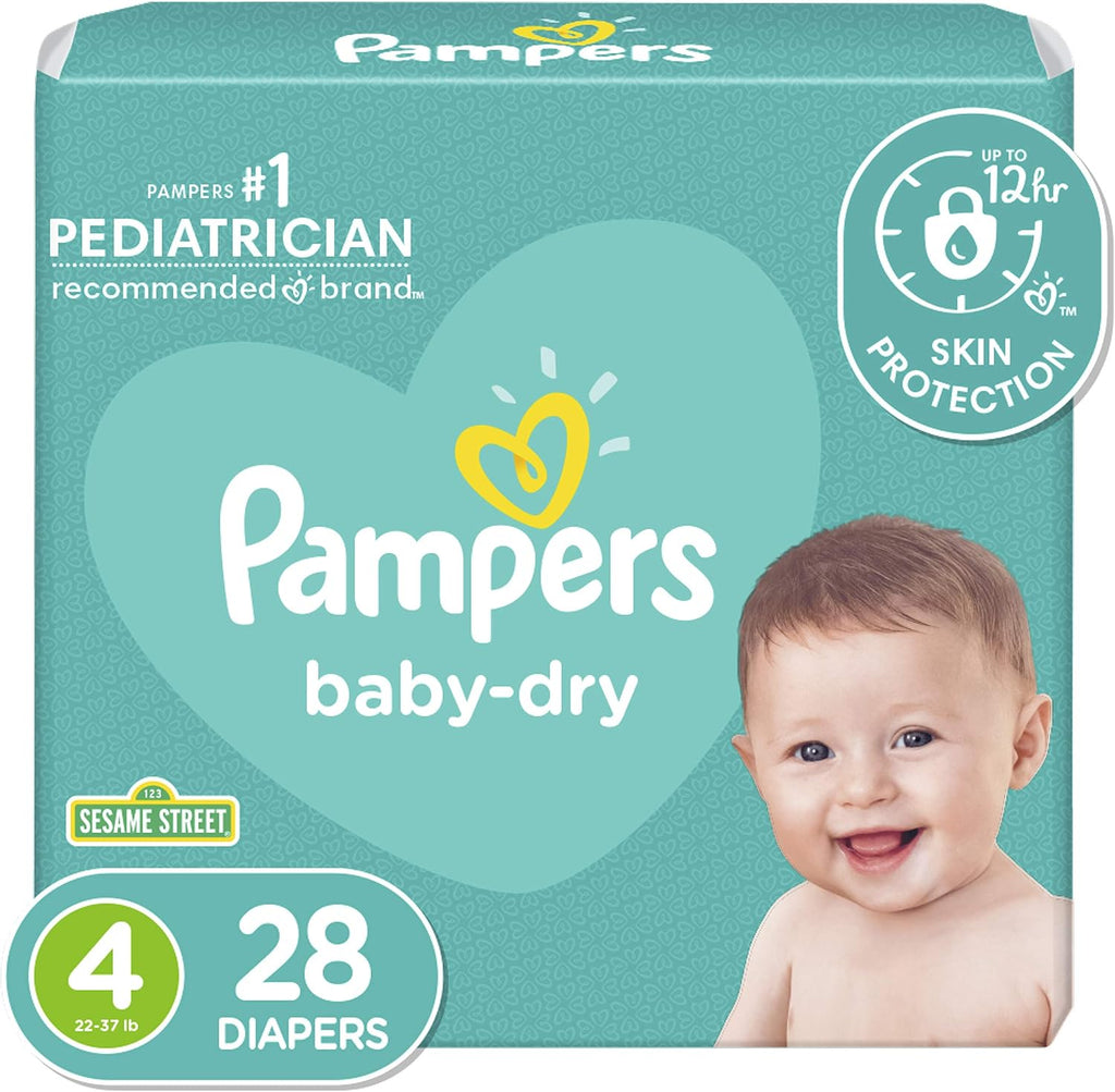 Size 4 Baby Dry Diapers, 28 Count R484095