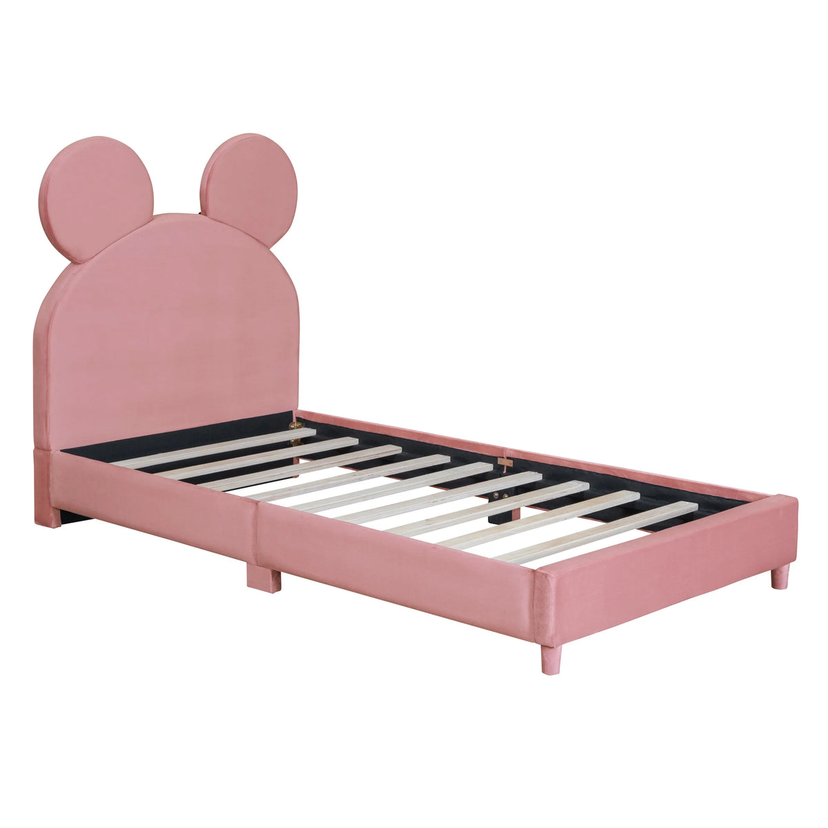 Pink Twin Size Upholstered Platform Bed Frame with Wood Slat Support K158034