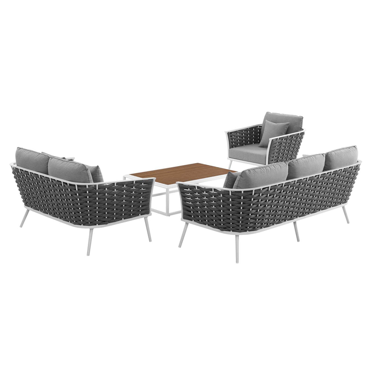 White Gray 4 Piece Outdoor Aluminum Sectional Sofa Set Z68339