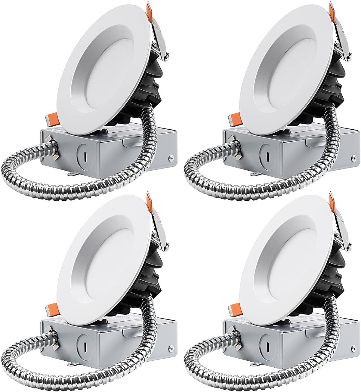4 Inch LED Slim Recessed Lighting, 12W=90W, Dimmable Canless Downlight, 5000K Daylight, Pack of 4 I2663