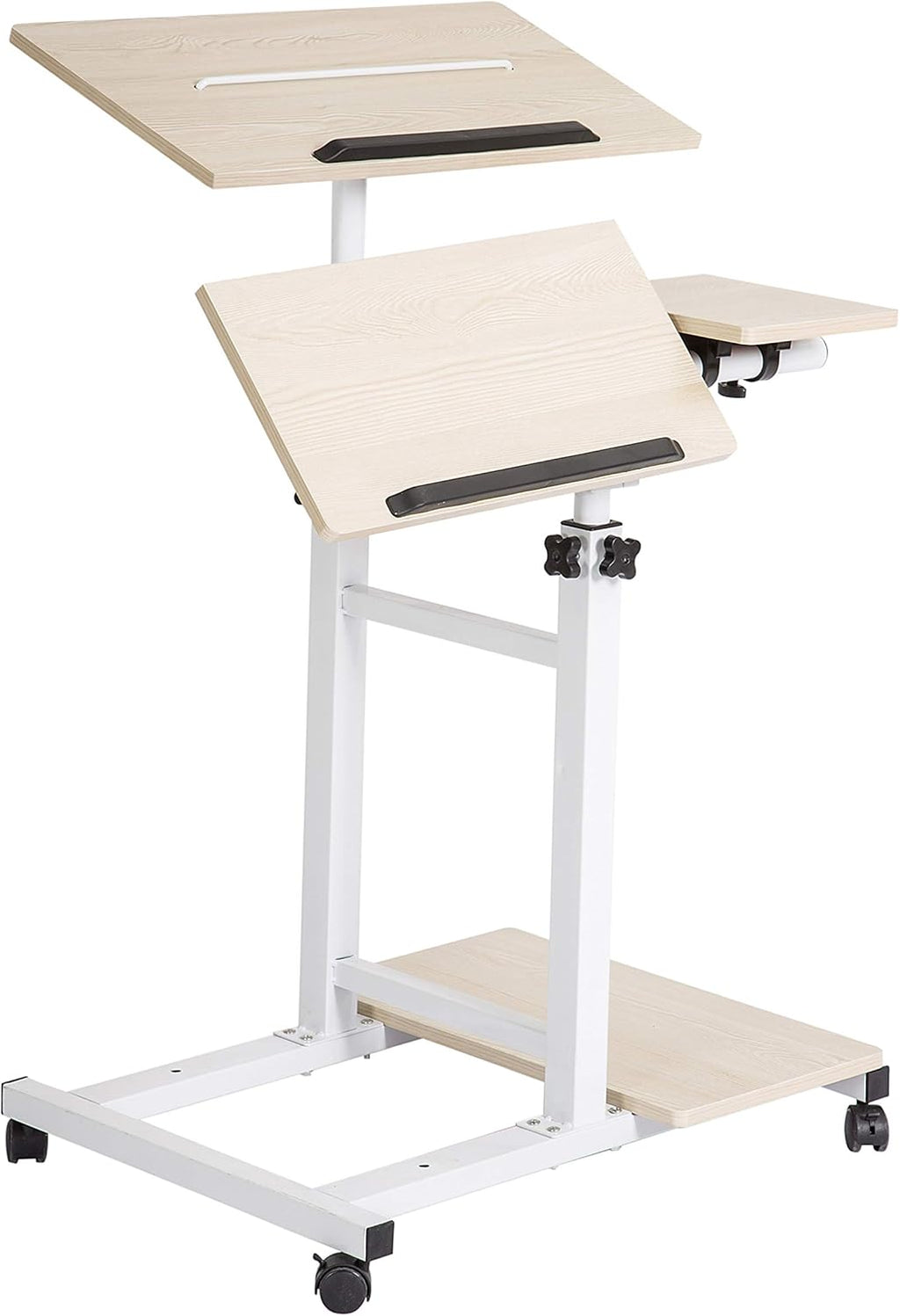 Black Height Adjustable Standing Desk with Carpet Wheels X4448