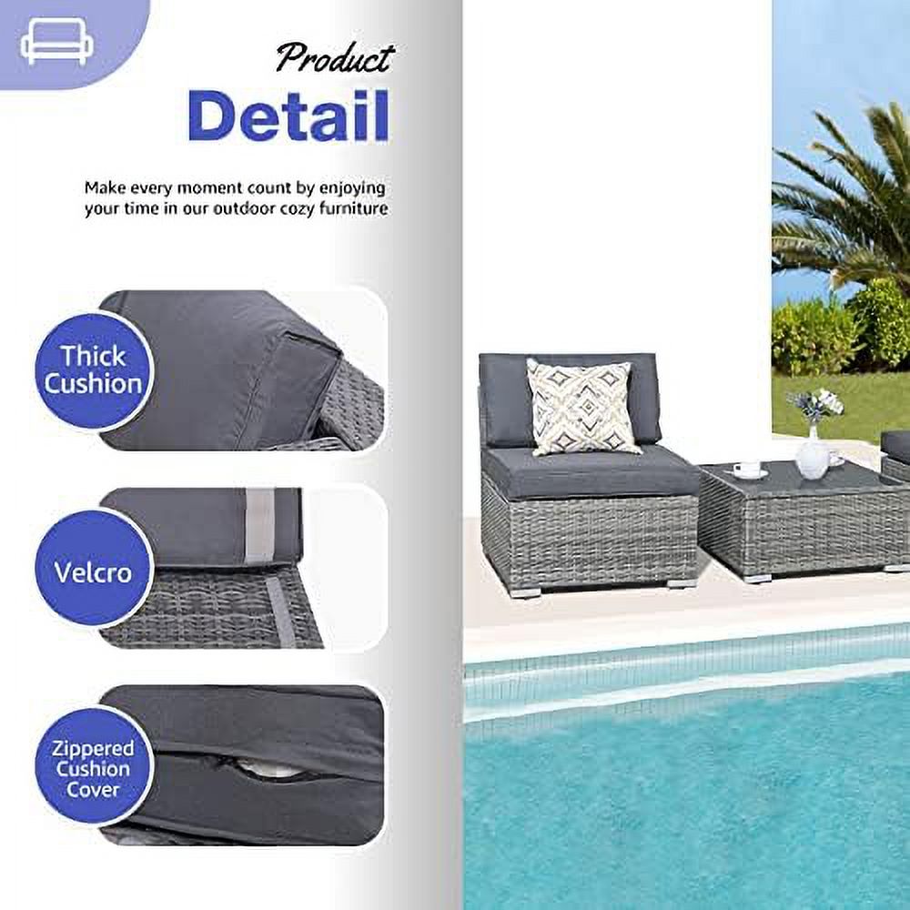3 Piece PE Wicker Rattan Outdoor Sectional Sofa with Coffee Table N88787
