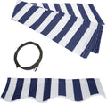 20x10 Feet Polyester Patio Awning Fabric Replacement Blue/White Stripes E605