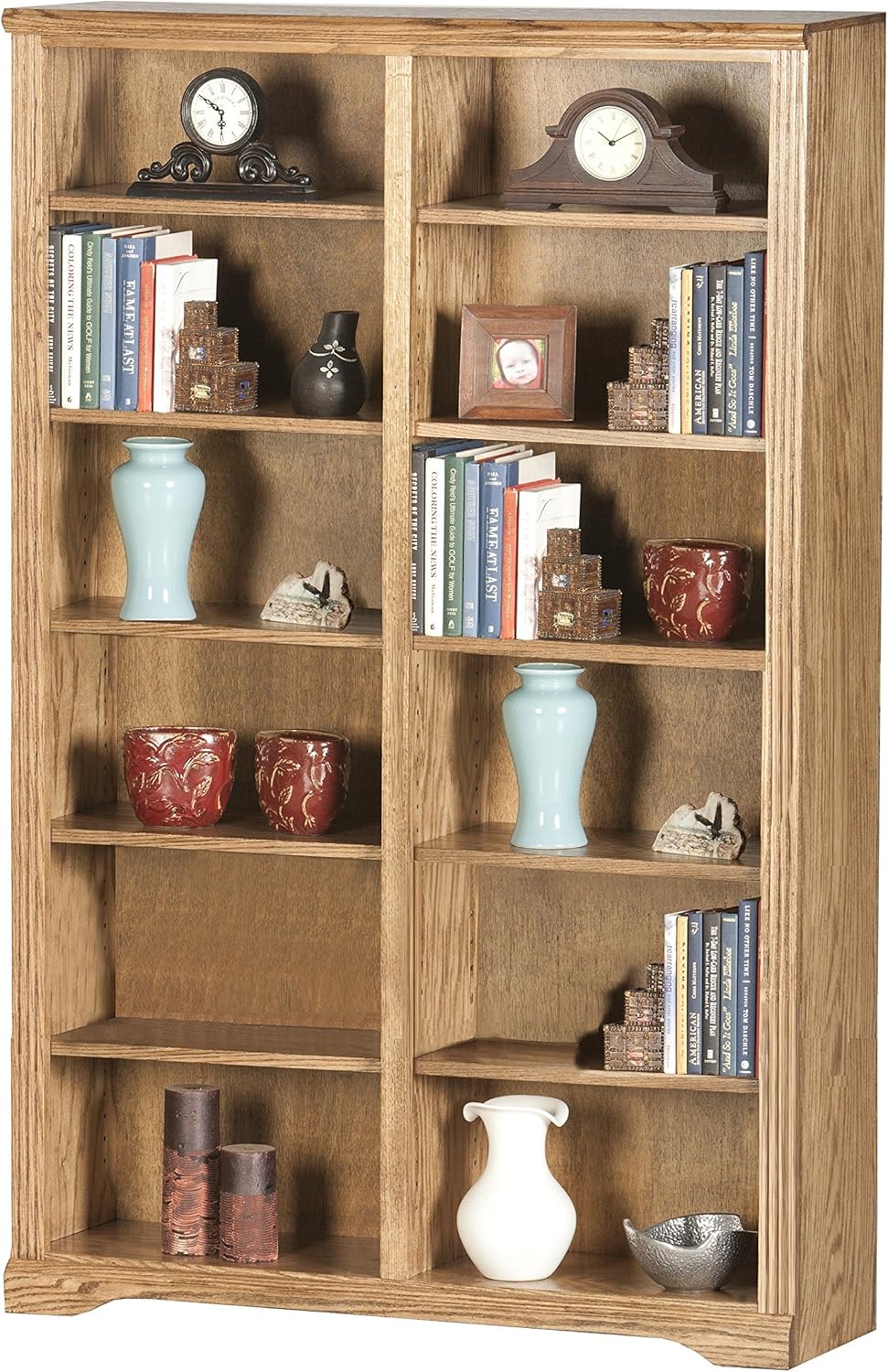 Cherry Finish Double Wide Bookcase L193