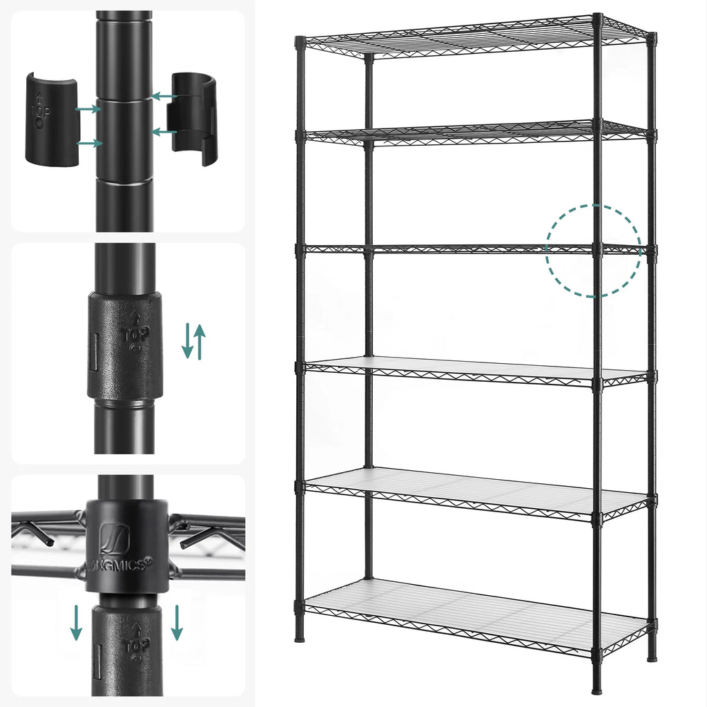 6-Tier Black Wire Shelving Unit T2572