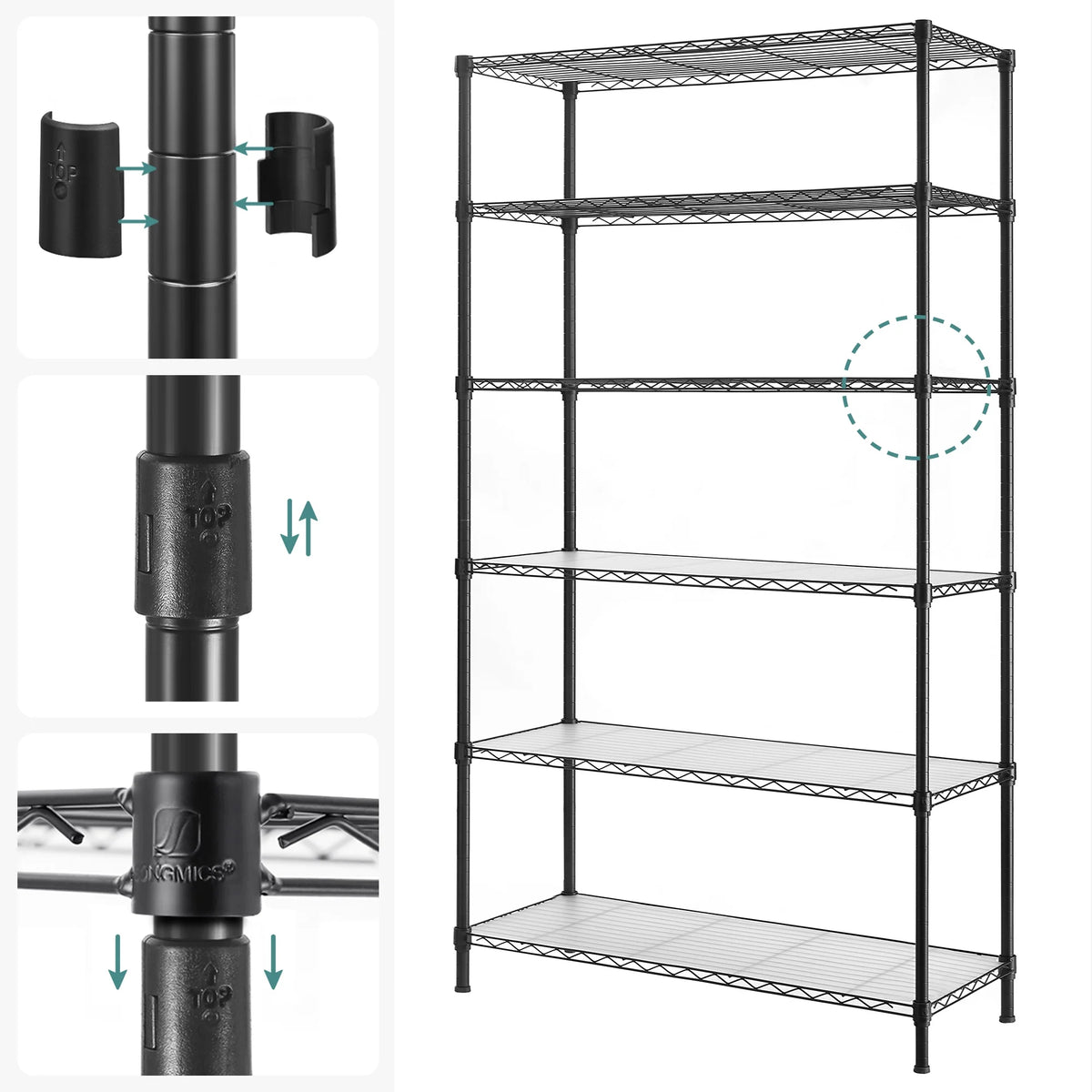 6-Tier Black Wire Shelving Unit T2572