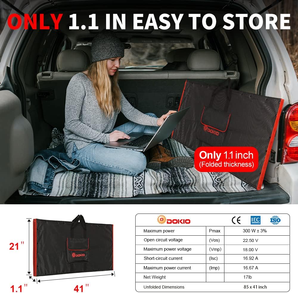 300W 18V Portable Folding Solar Panel with 2 USB Outputs A892632