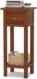 31 Inch Grey Acacia Wood End Table with Drawer D358