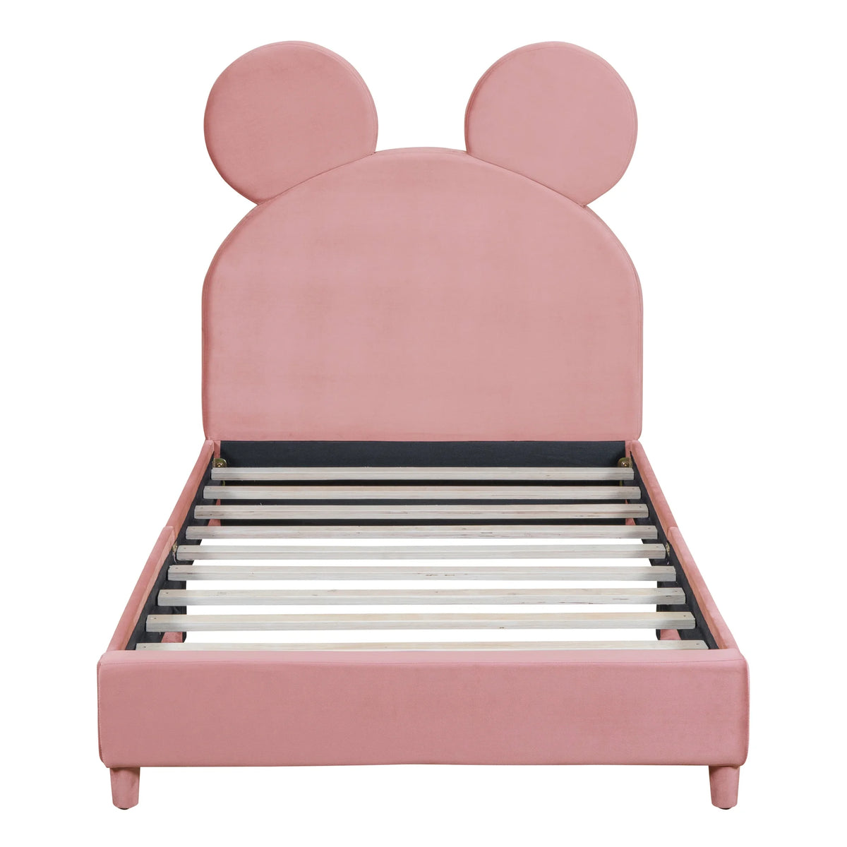 Pink Twin Size Upholstered Platform Bed Frame with Wood Slat Support K158034