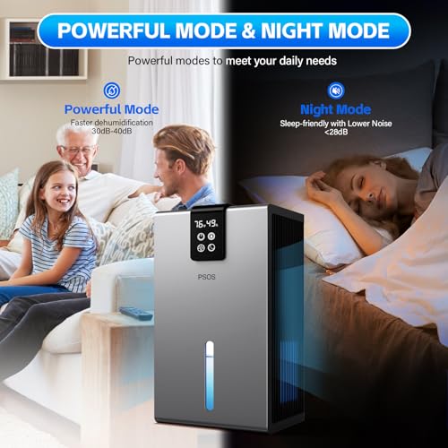 98 OZ Quiet Dehumidifier with Humidity Display, Auto Shut Off, Grey Z12851