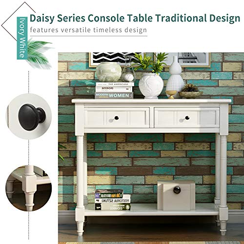 Ivory 2 Drawer Wood Console Table C69952