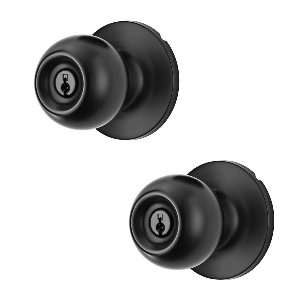Matte Black Keyed Entry Doorknobs Twin Pack Z364000