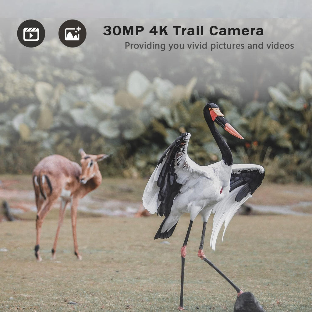 4K 30MP Trail Camera with Night Vision 120° Wide Angle IP66 Waterproof P61563