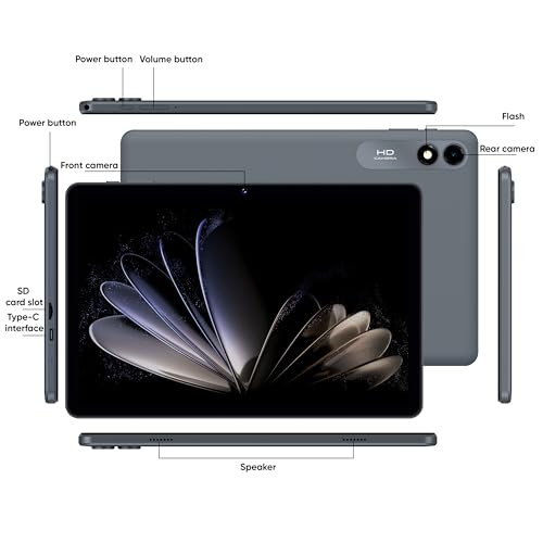 Gray 10.1 inch Android 14 Tablet 64GB+10GB Octa-Core WiFi G116432