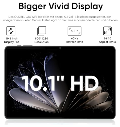Gray 10.1 inch Android 14 Tablet 64GB+10GB Octa-Core WiFi G116432