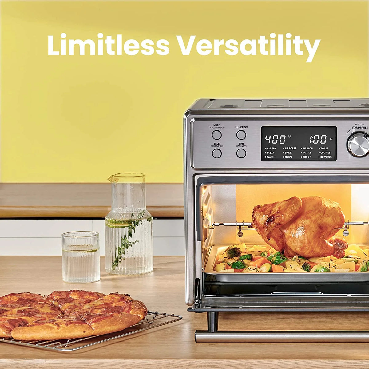 12-in-1 Air Fryer Toaster Oven Combo, 26.4 QT, Stainless Steel W377008