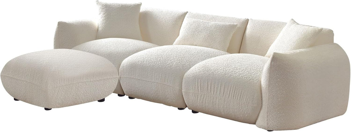 Beige Sectional Sofa with Moveable Ottoman N76054