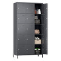 6 Door Metal Storage Locker with 18 Hooks, Black & Dark Grey F918308