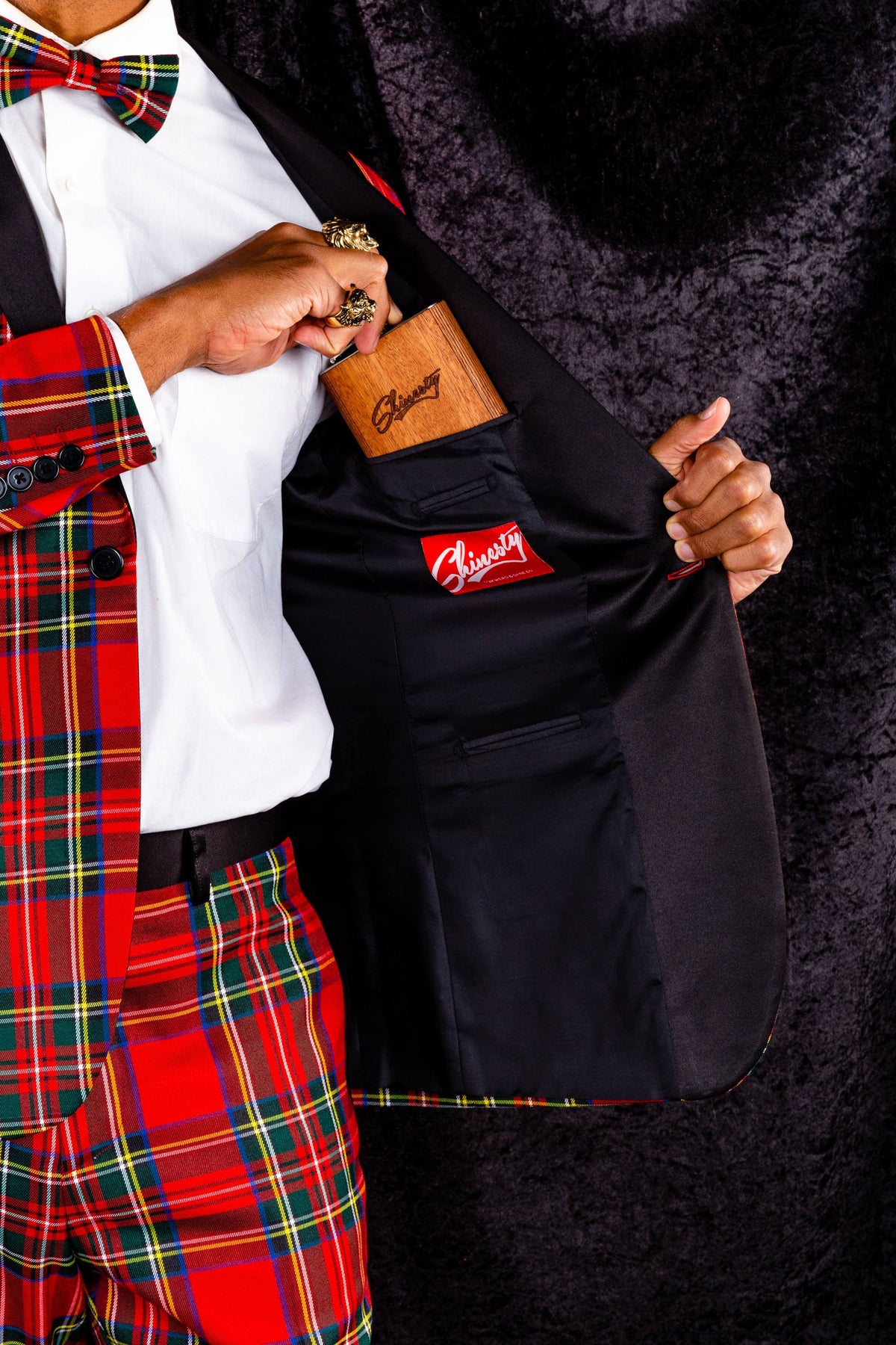 Tartan Plaid Tuxedo, Size 50, Black/Red B421