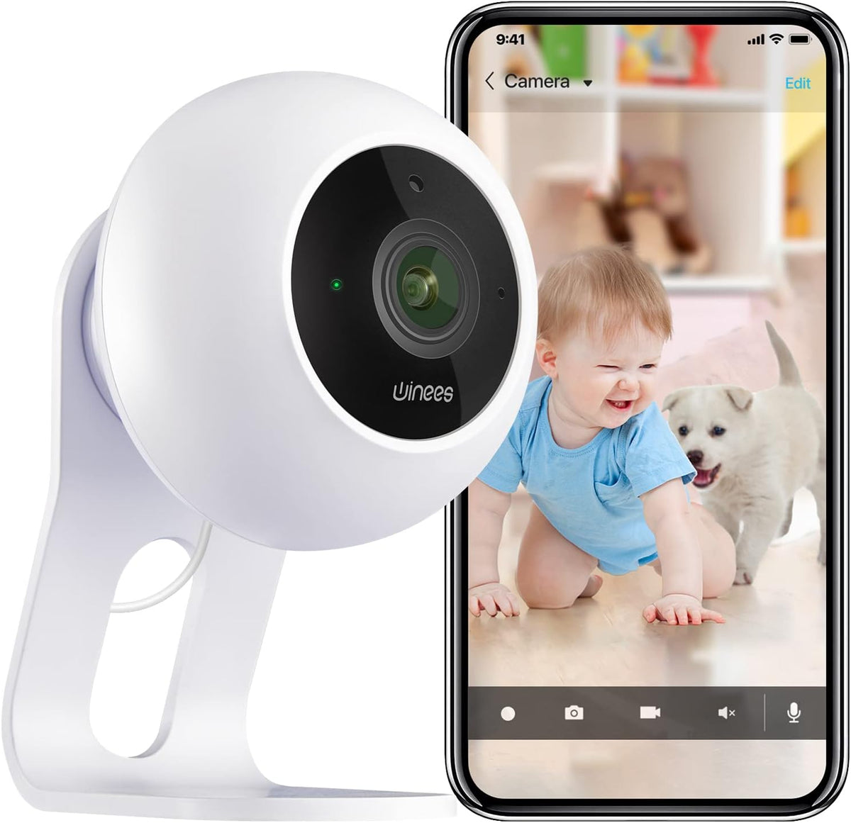 2K WiFi Security Camera with 2-Way Audio, Night Vision, Pack of 2 U1427