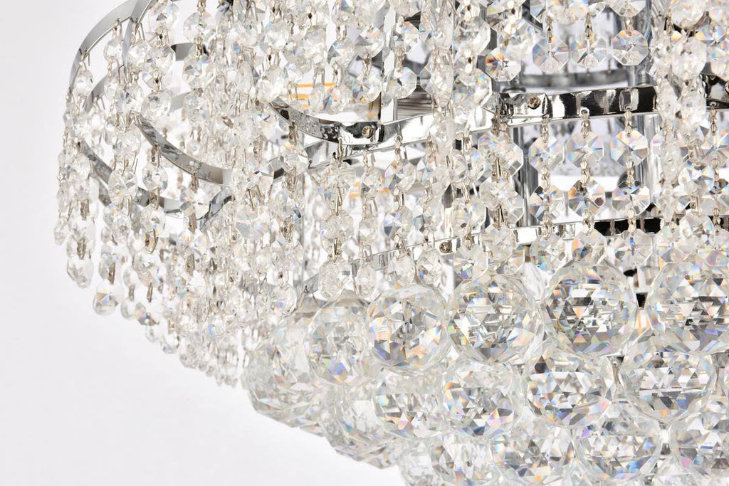 10 Light Chrome Flush Mount Clear Crystal H7991