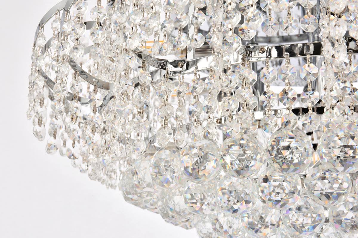 10 Light Chrome Flush Mount Clear Crystal H7991