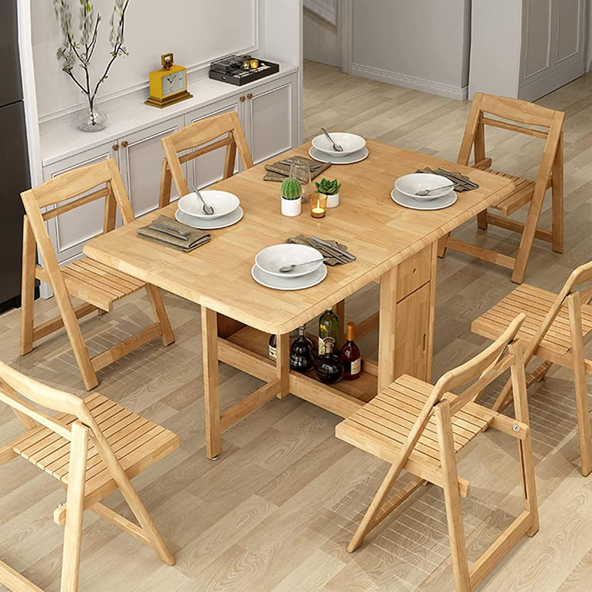 Solid Wood Drop Leaf Folding Dining Table F837