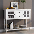 White Farmhouse Console Table with Glass Storage Cabinet L84294