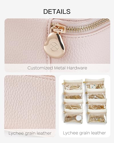 Green PU Leather Small Jewelry Case with 6 Zipper Velvet Bags L836