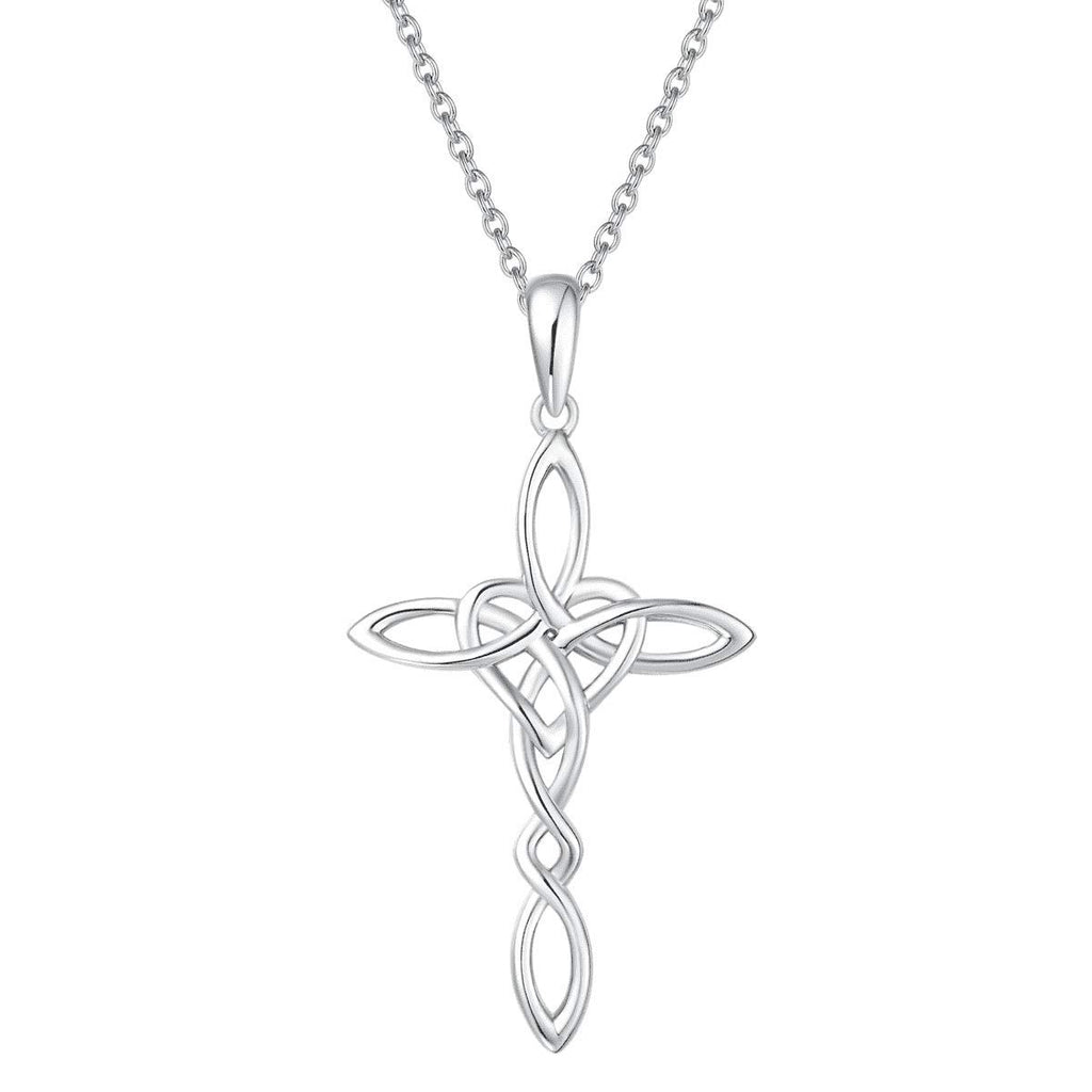 14K Gold Plated Sterling Silver Celtic Knot Cross Pendant Necklace X3740
