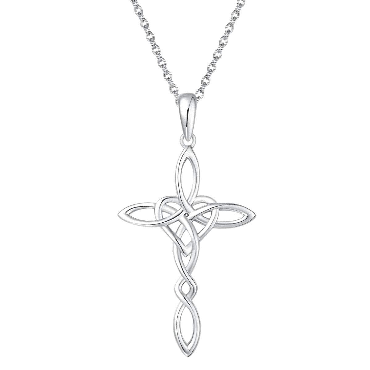 14K Gold Plated Sterling Silver Celtic Knot Cross Pendant Necklace X3740