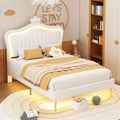 White Full Size Upholstered Platform Bed with LED Lights Y979953