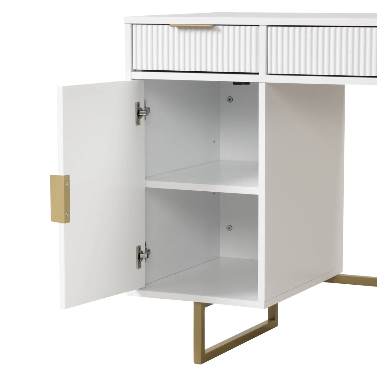 White Computer Desk with Drawers and Cabinet Storage R999