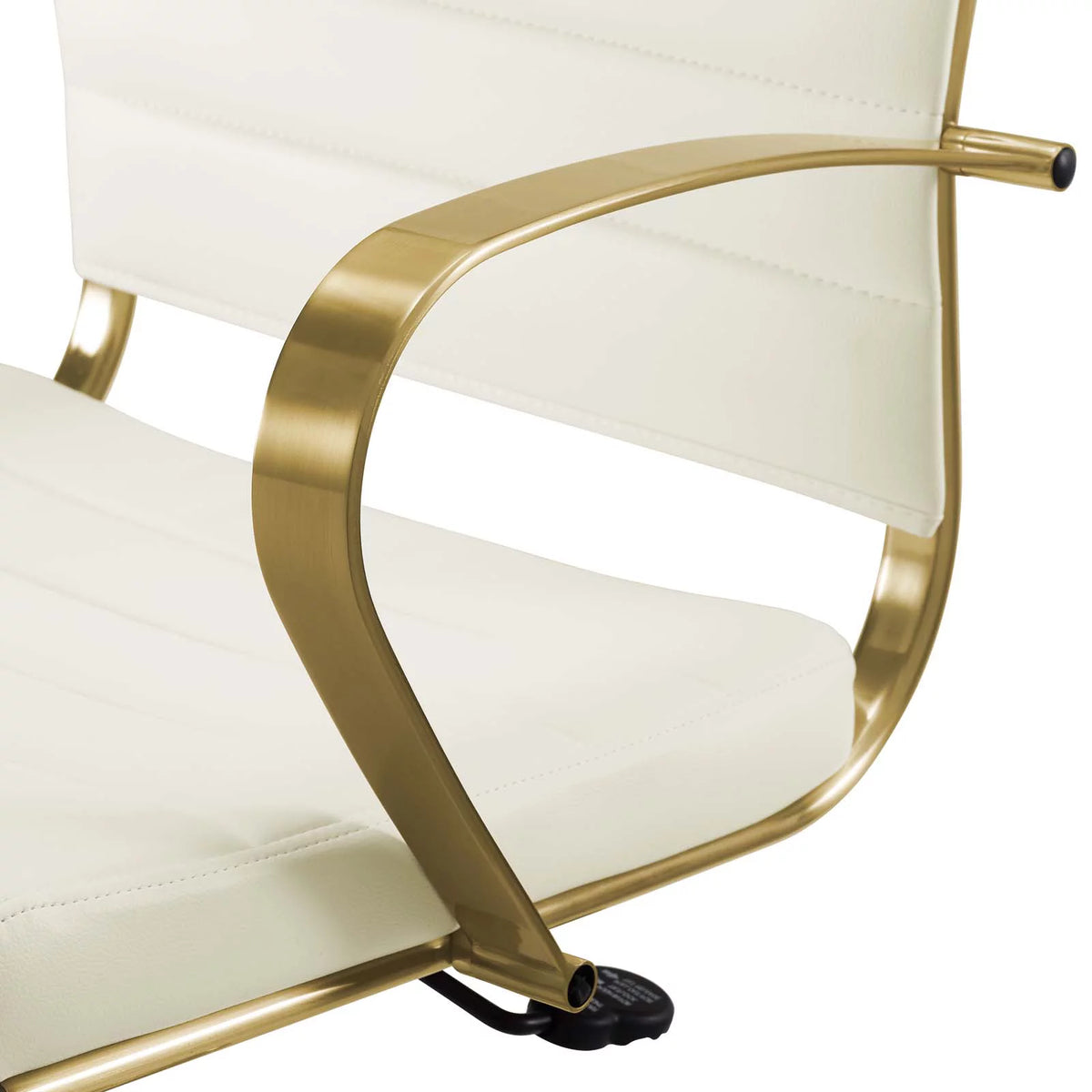 Gold White Faux Vinyl Leather Aluminum Office Chair N4160