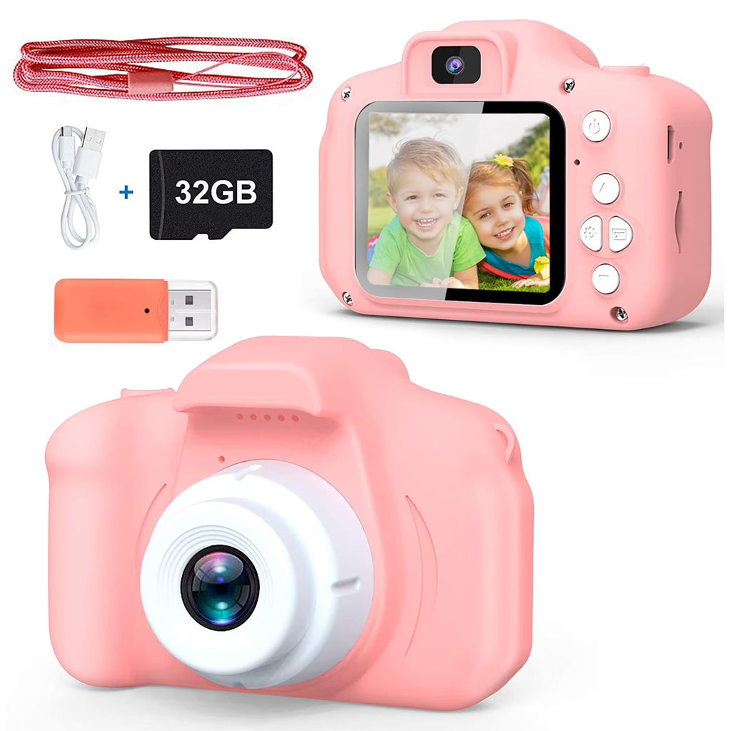 Kids Selfie Camera 1080HD 20MP Digital Camera with 32GB SD Card, Pink G9491