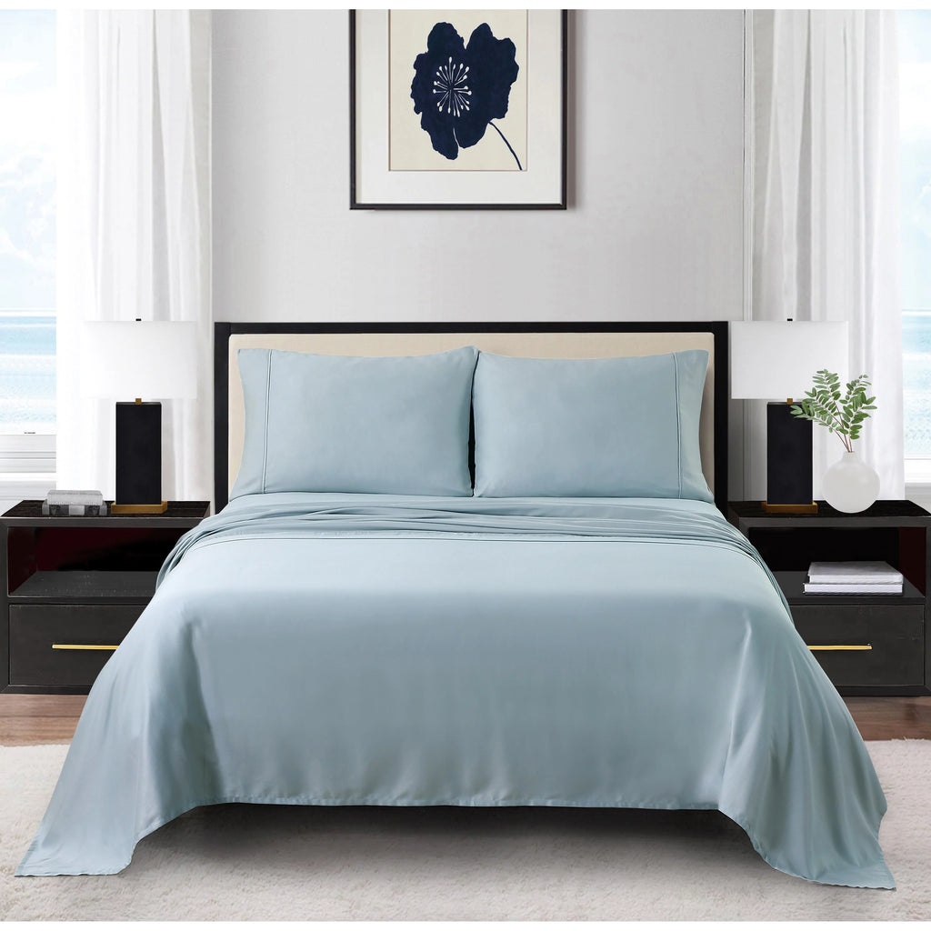 Cotton Sheet Set Queen Blue/Gray Q953