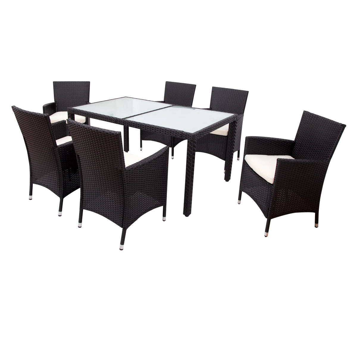 Outdoor PE Rattan Wicker Dining Set of 7 with 6 Chairs L137604