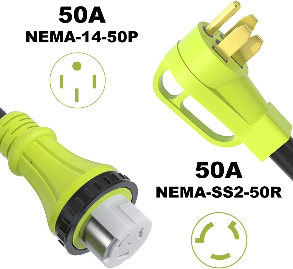 50 Amp Generator Extension Cord, NEMA 14-50P to SS2-50R, STW 6/3 + 8/1, 15FT B604
