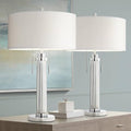 30" Tall Glass Column End Table Lamps Set of 2 J5997