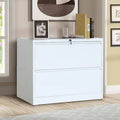 White 2-Drawer Lateral File Cabinet with Lock and Key T1113