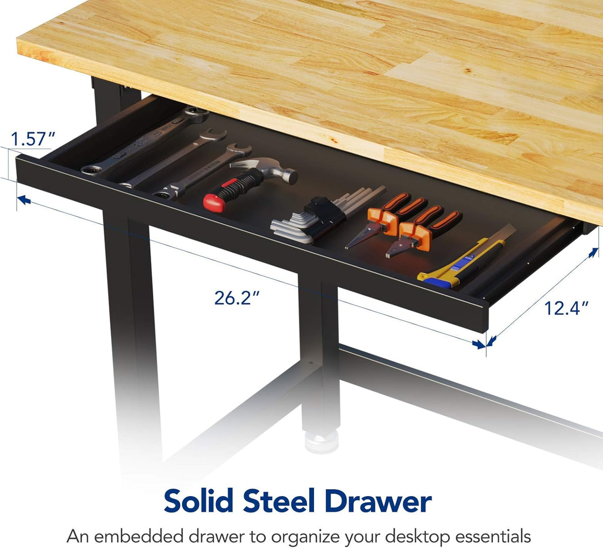 48 x 24 Rubber Wood Work Bench with Drawer P341