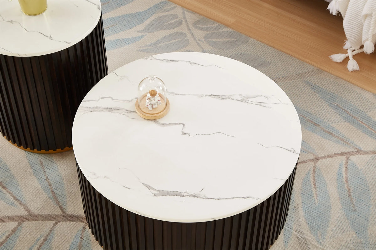 Round Coffee Table with Storage, Black O8710