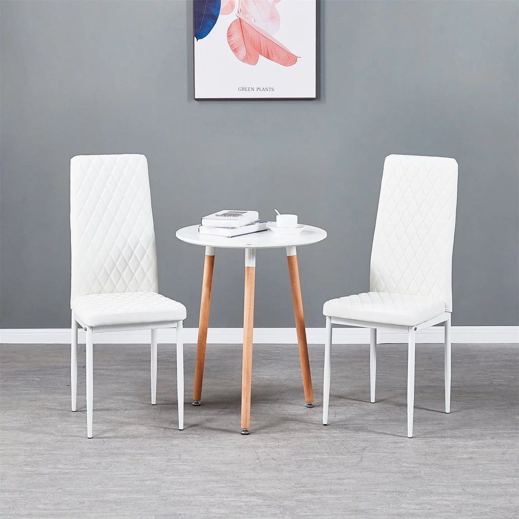 White Fireproof Leather Dining Chairs Set of 6 D1002