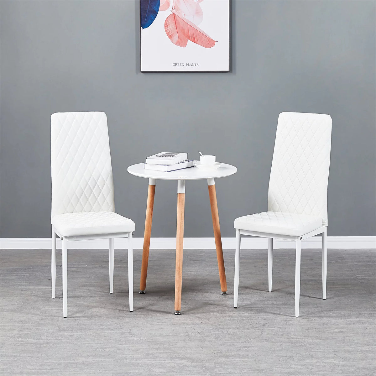 White Fireproof Leather Dining Chairs Set of 6 D1002
