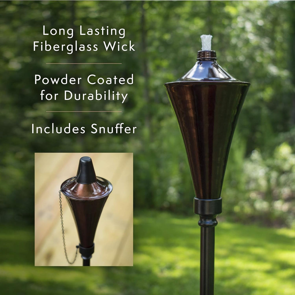 4-in-1 Outdoor Garden Torches with Table Top Stands and Deck Mounts (4-Pack, Caramel) J602
