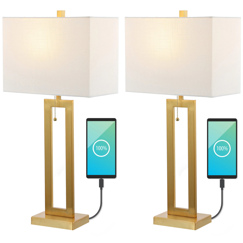 Vintage Industrial LED Table Lamp with USB Charging Port, Set of 2 V448