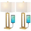Vintage Industrial LED Table Lamp with USB Charging Port, Set of 2 V448