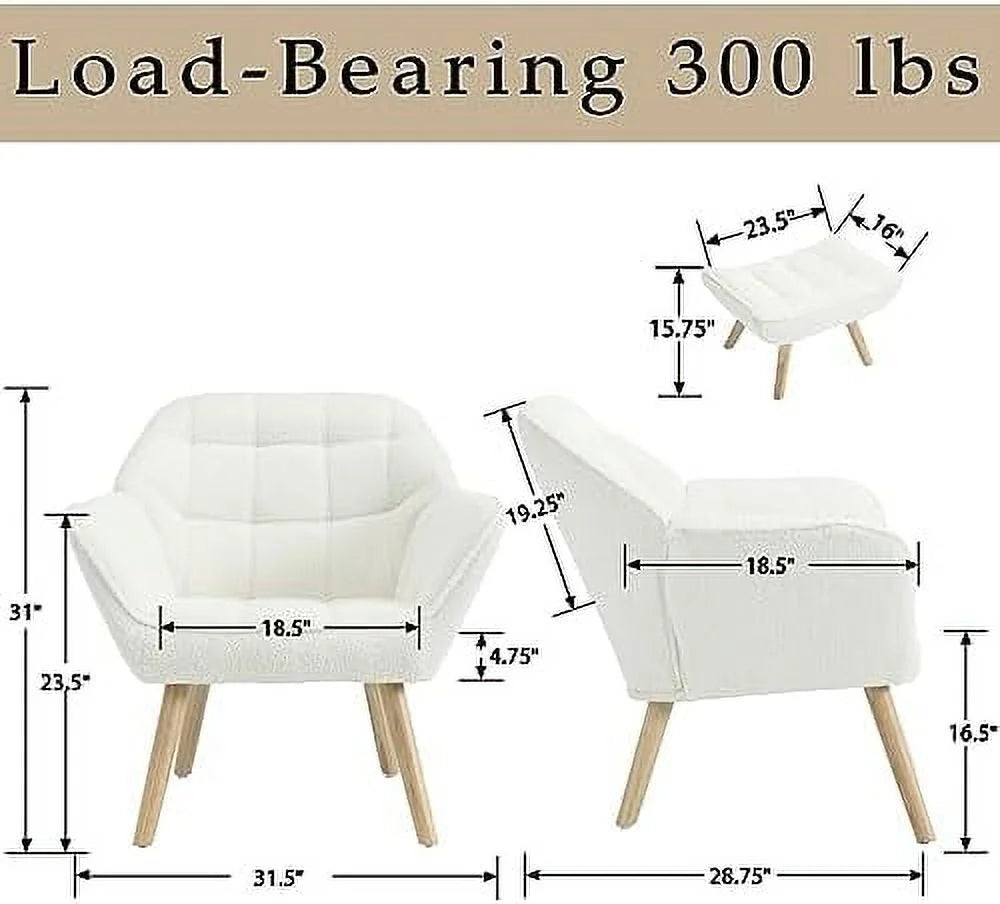 Sherpa Accent Chair with Ottoman I8162